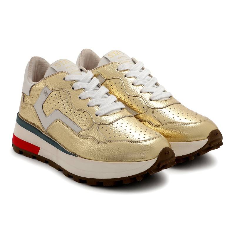 Whitesta Gold Pu Coated Leather Women Sneaker (EURO 36)