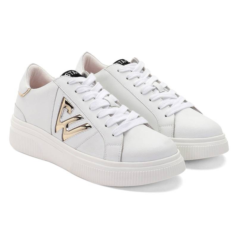 Whitesta White Pu Coated Leather Women Sneaker (EURO 36)