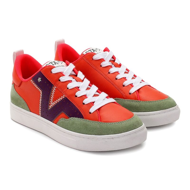 Whitesta Orange Leather Women Sneaker (EURO 36)