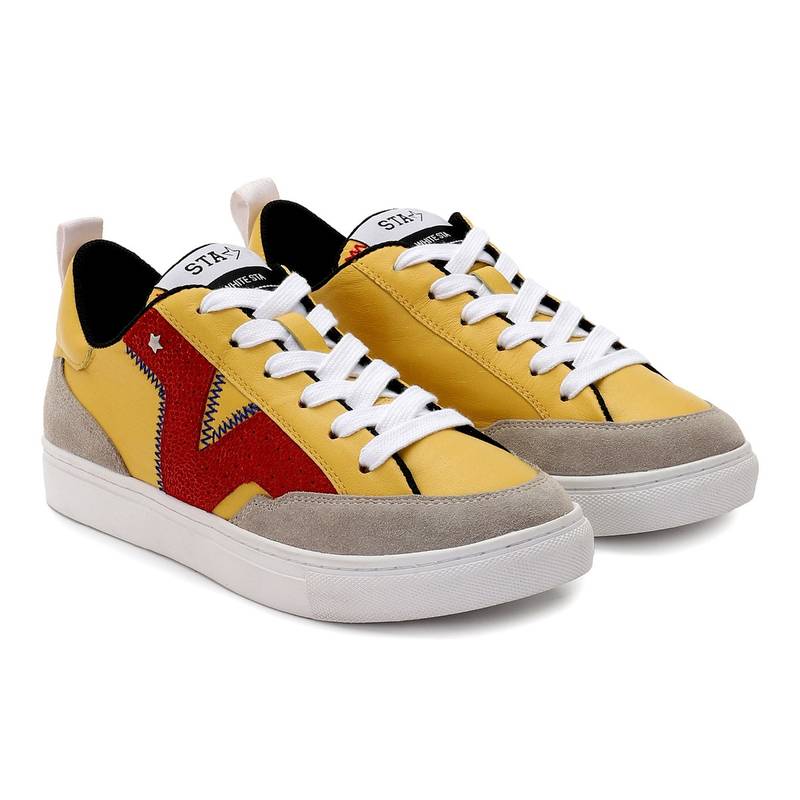 Whitesta Yellow Leather Women Sneaker (EURO 37)