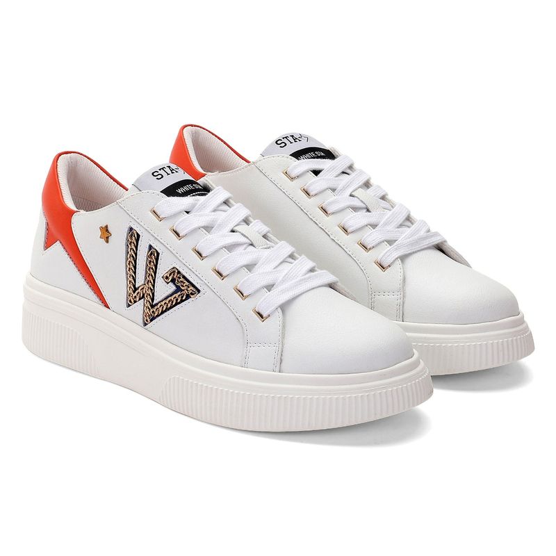 Whitesta White Pu Coated Leather Women Sneaker (EURO 36)