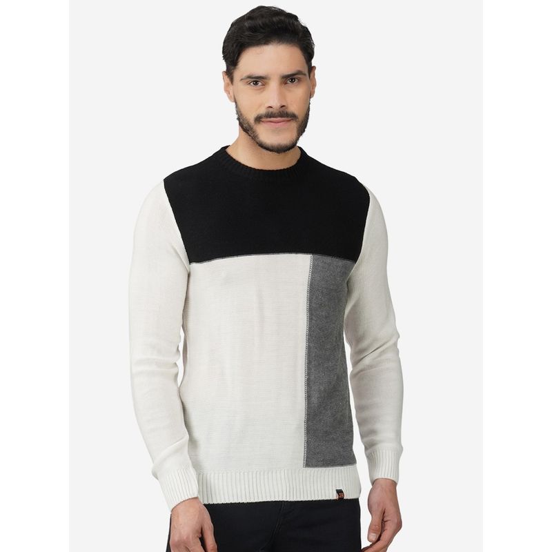 JOE Hazel Men White Grayscale Pullover Sweater (M)