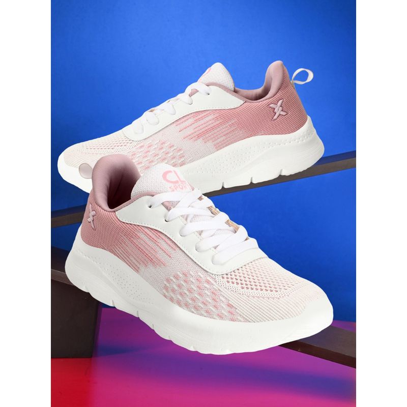 Carlton London Fashionable White and Pink Color Lace-Up Casual Shoes (EURO 36)