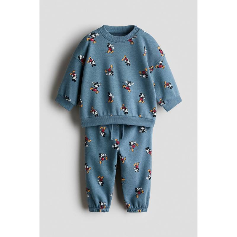 H&M Boys Blue 2-Piece Printed Sweatshirt and Joggers (4-6 Months)