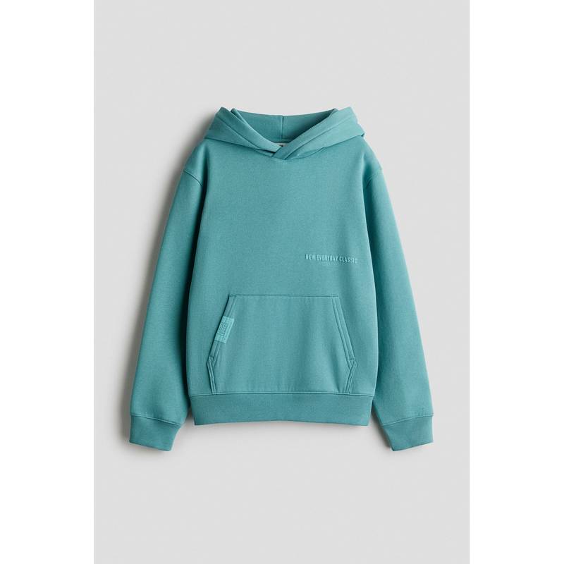 H&M Boys Turquoise Print-Motif Brushed-Inside Hoodie (8-10 Years)