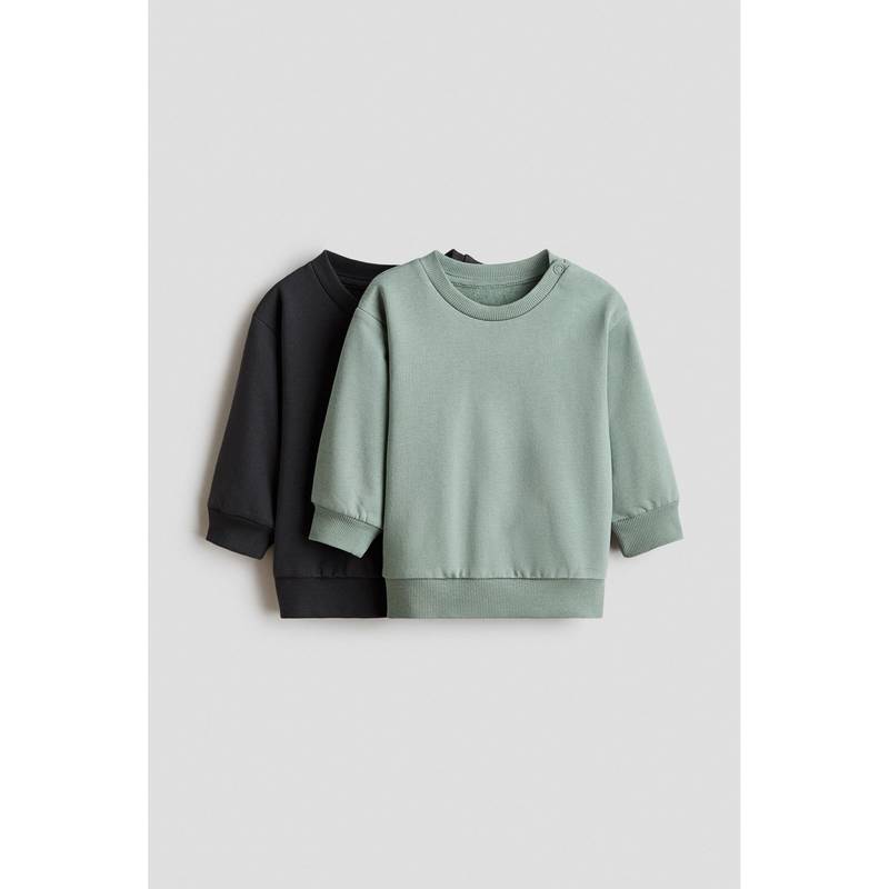 H&M Unisex Multi-Color 2-Pack Cotton Sweatshirts (0-1 Months)