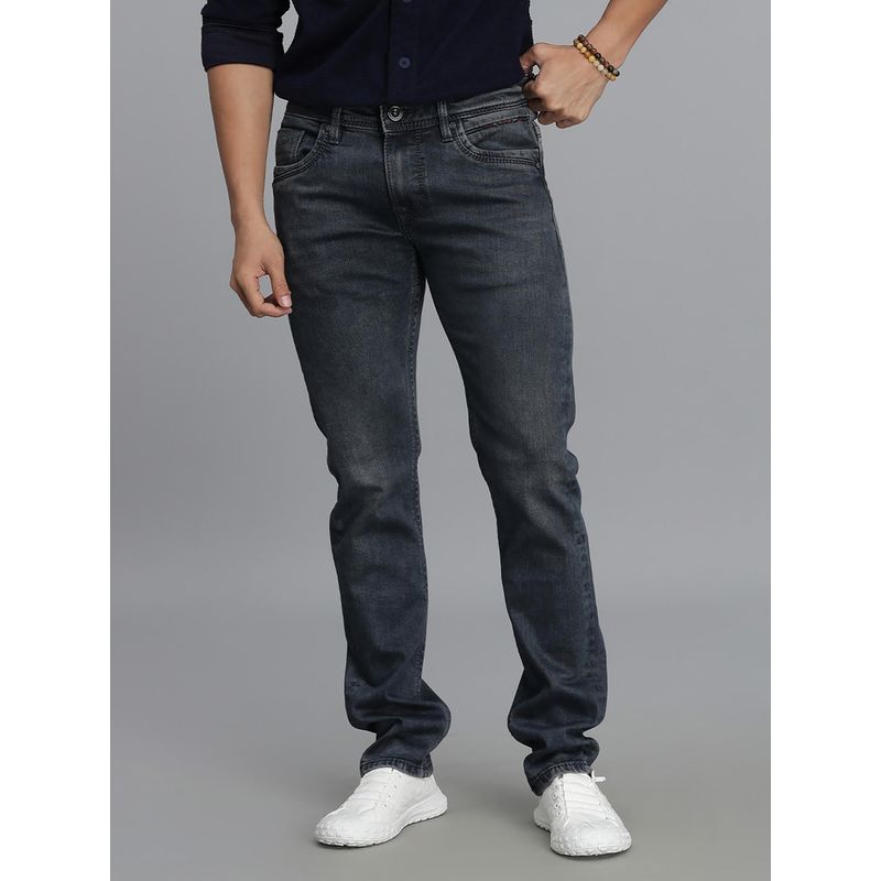 ROOKIES Petrol 5 Pocket Mid-Rise Slim Straight Fit Jeans (34)