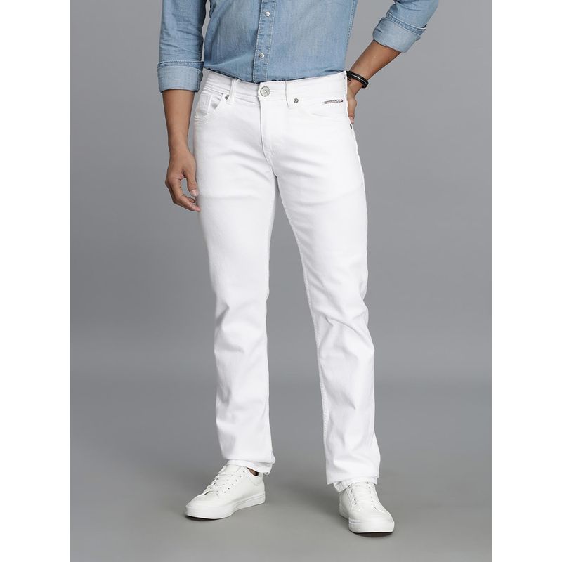 ROOKIES White 5 Pocket Mid-Rise Slim Straight Fit Jeans (36)