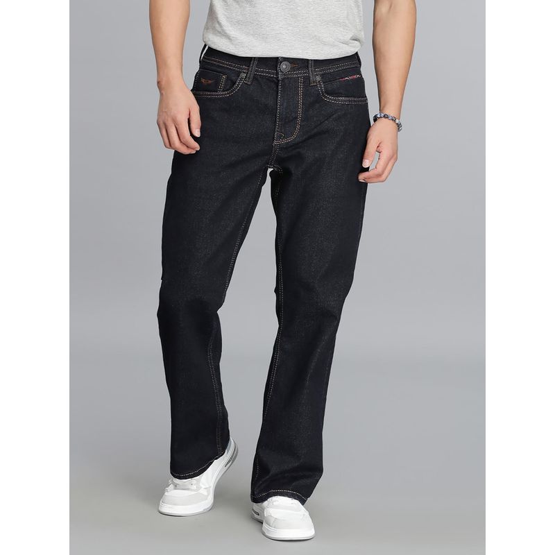 Buy ROOKIES Dark Blue 5 Pocket Mid Rise Loose Boot Leg Cropped Jeans Online