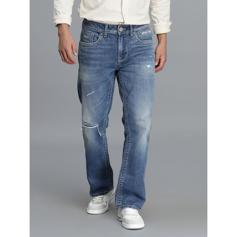 ROOKIES Med Blue 5 Pocket Mid Rise Loose Boot Leg Cropped Jeans (38)