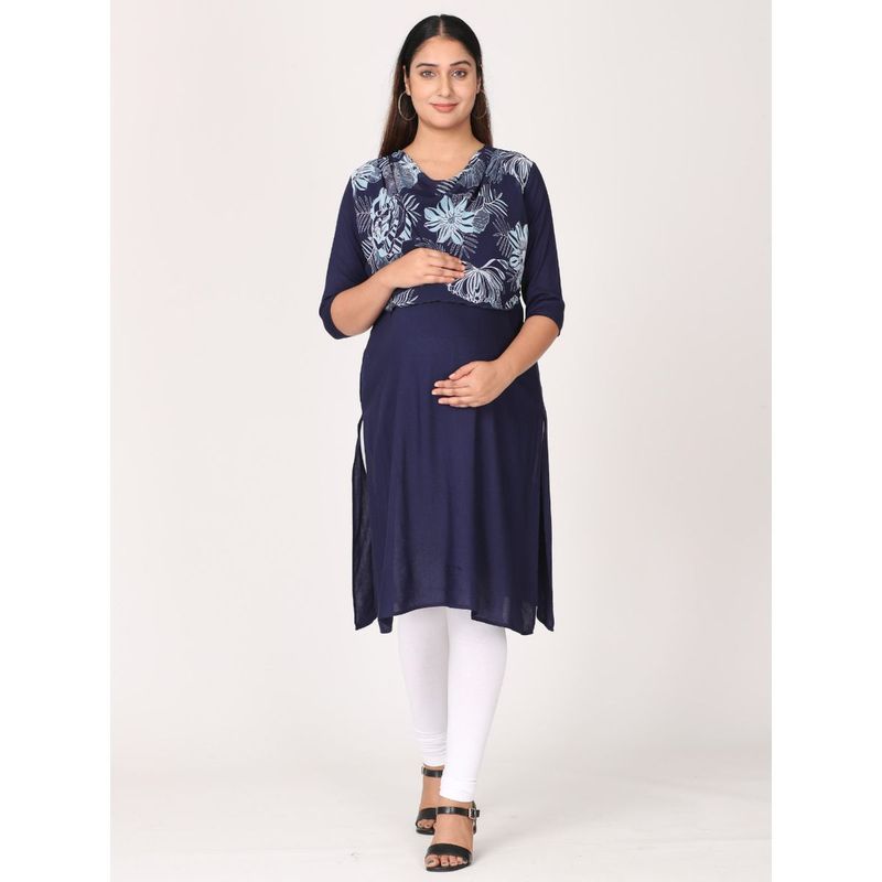 Morph Maternity Feeding Kurta With Horizontal Nursing Navy Blue Buy