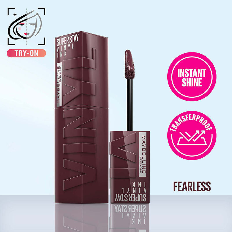 Maybelline New York Super Stay Vinyl Ink Liquid Lipstick, Instant Shine Lasts Up To 16H - Fearless