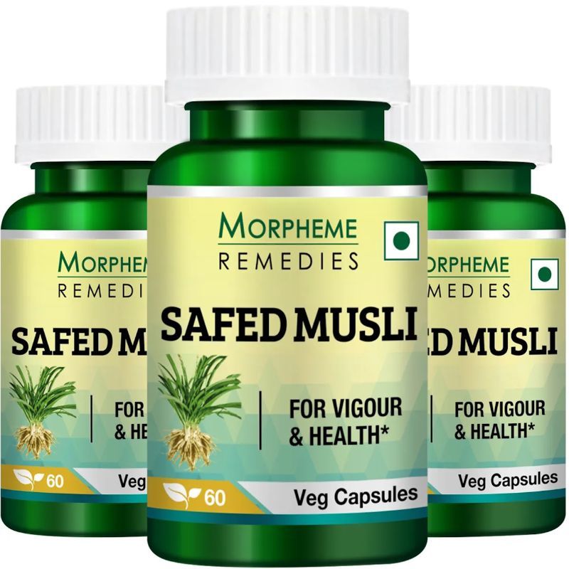 Morpheme Safed Musli 500mg Extract - 60 Veg Caps (3 Bottles)