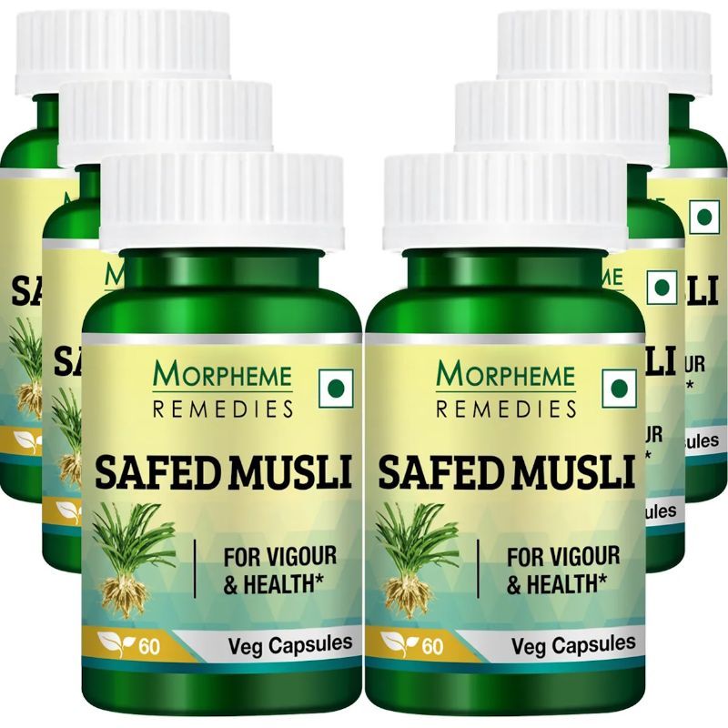Morpheme Safed Musli 500mg Extract - 60 Veg Caps (6 Bottles)