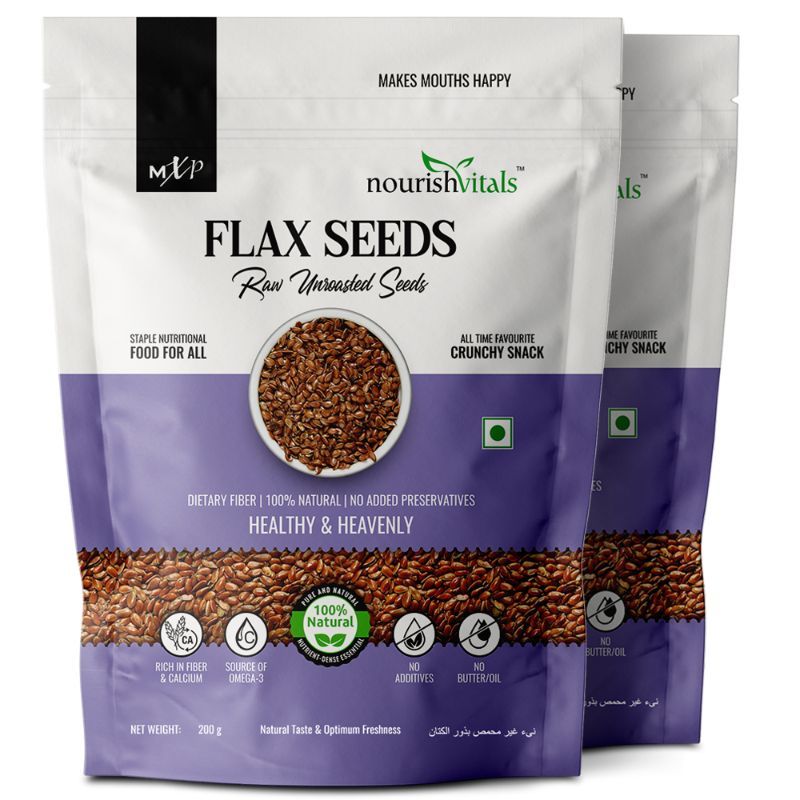 NourishVitals Flax Seeds Raw Unroasted Seeds, 100% Natural, Source of Omega 3