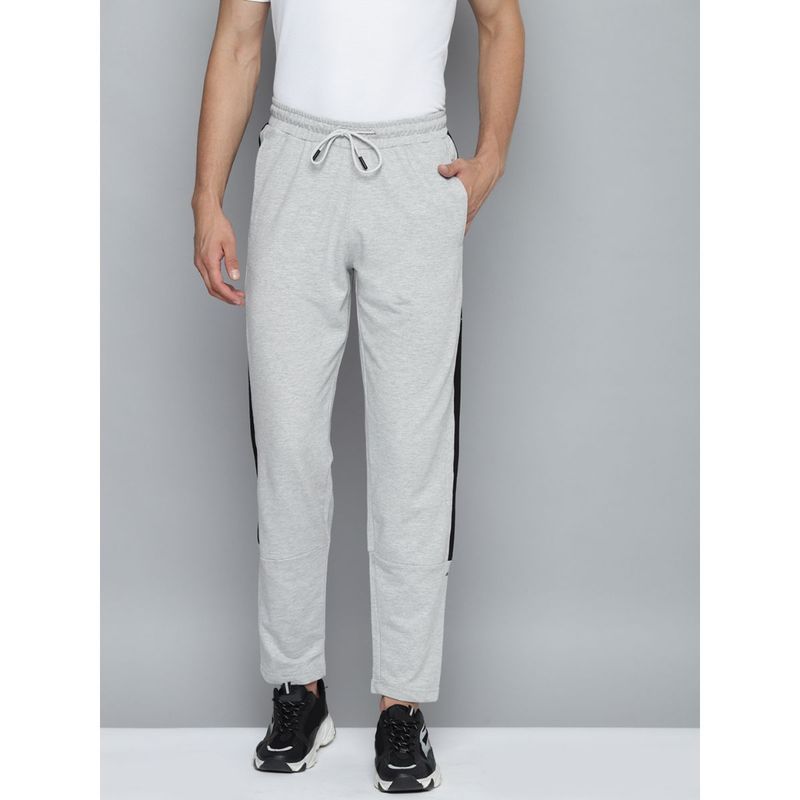 Alcis Men Grey Melange Solid Track Pants with Side Stripe Detail (L)