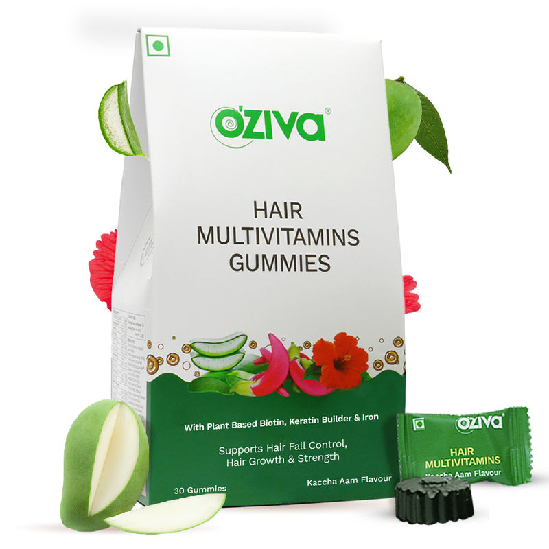 Oziva Biotin Hair Multivitamin Gummies (Keratin Builder, Iron) for Hair