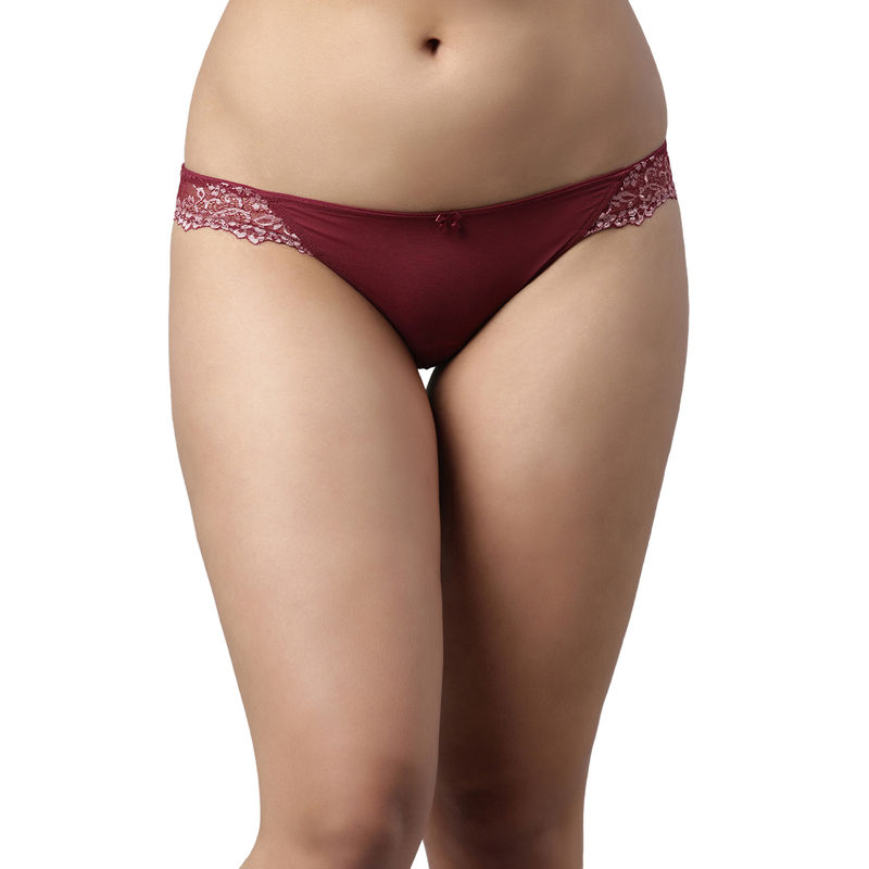 Enamor P043 Low Waist Co-Ordinate Lace Panty - Red (M)
