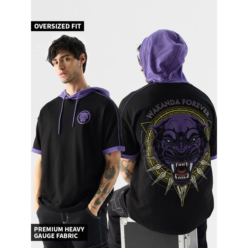 The Souled Store Official Black Panther Wakanda Forever Men Hooded Neck T-Shirts (XS)