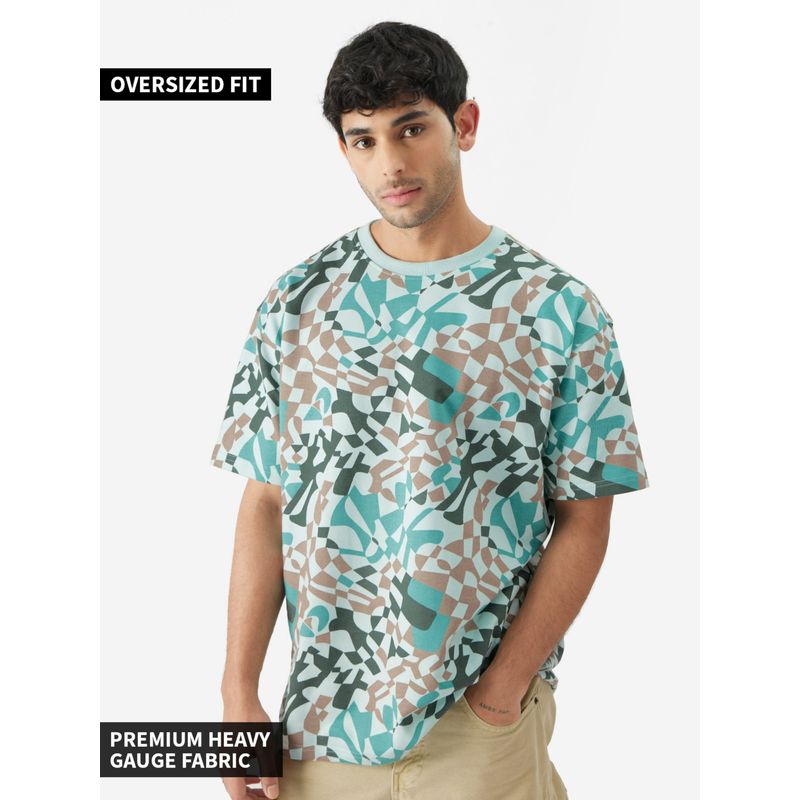 The Souled Store Original Blue Ripples Men Oversized T-Shirts (XL)