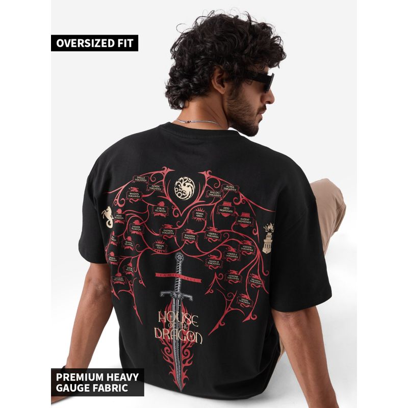 The Souled Store Official House of the Dragon Family Tree Men Oversized T-Shirts (XL)