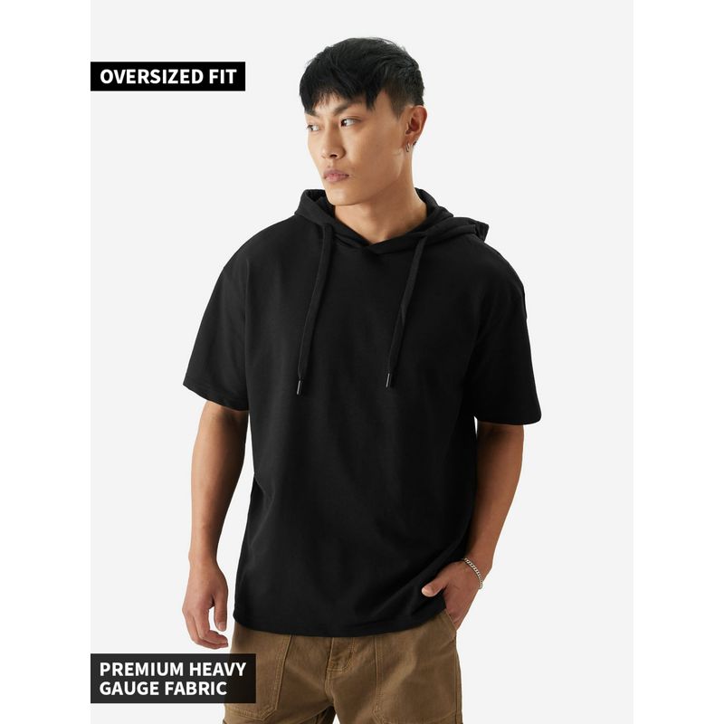 The Souled Store Original Solids Black Men Hooded Neck T-Shirts (M)