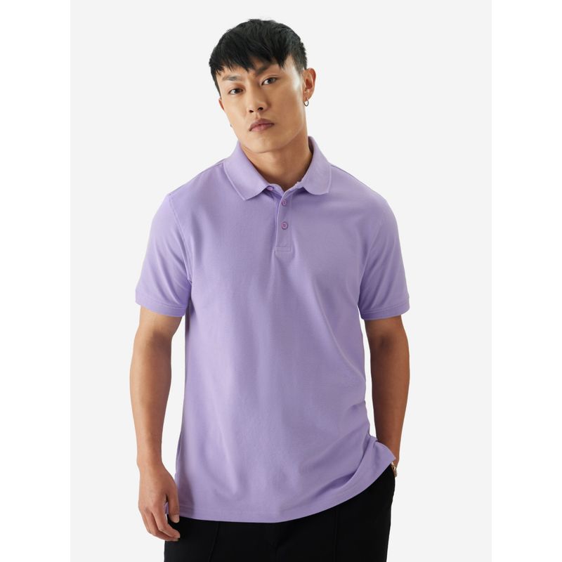 The Souled Store Original Solid Deep Lavender Men Polo T-Shirt (2XL)