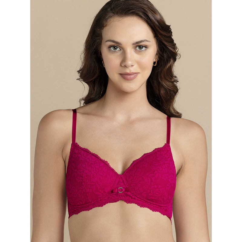 Van Heusen Woman Lingerie and Athleisure Wireless & Padded Lace Bra - Cerise (34B)