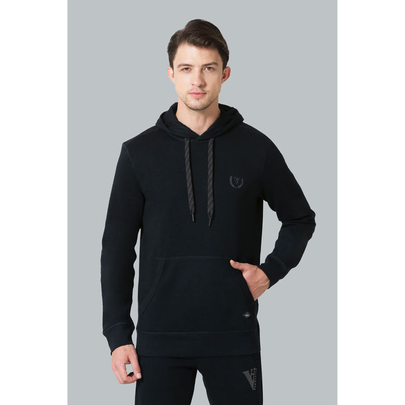 Van Heusen Men Hooded Neck & Media Pocket Sweatshirt - Black