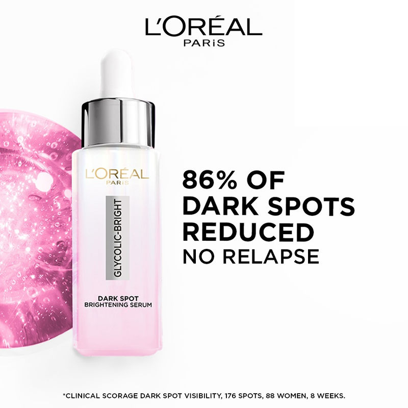 L'Oreal Paris Glycolic Bright 8% [Melasyl + Niacinamide] Face Serum for Brightening Dark Spots