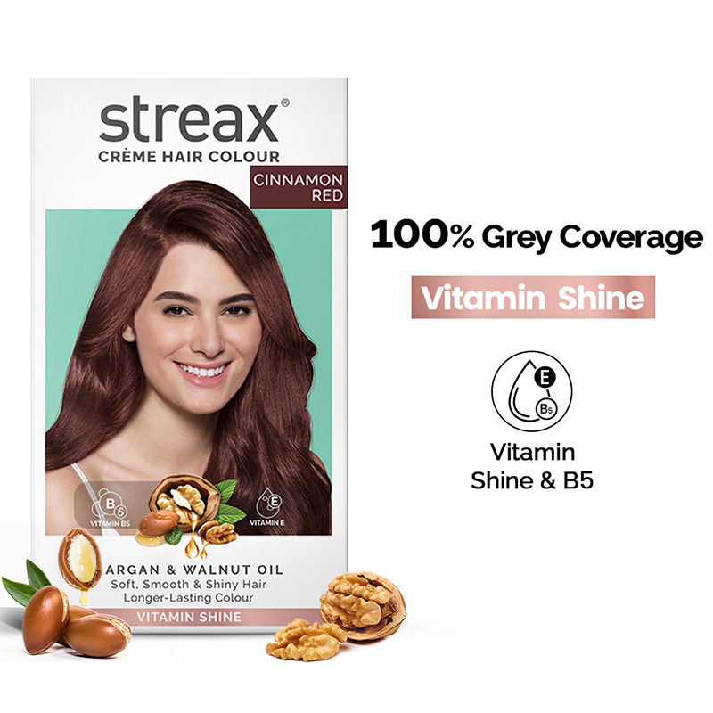 Streax Cream Hair Colour With 100% Grey Coverage & No Ammonia - 5.66 Cinnamon Red