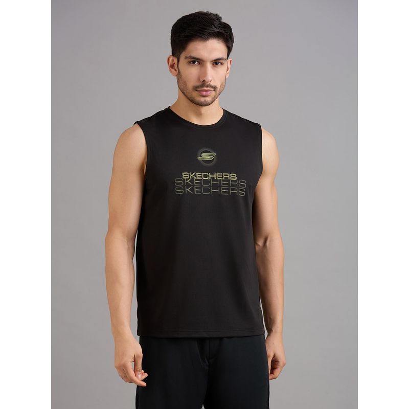 SKECHERS Men Black Solid Tank (2XL)