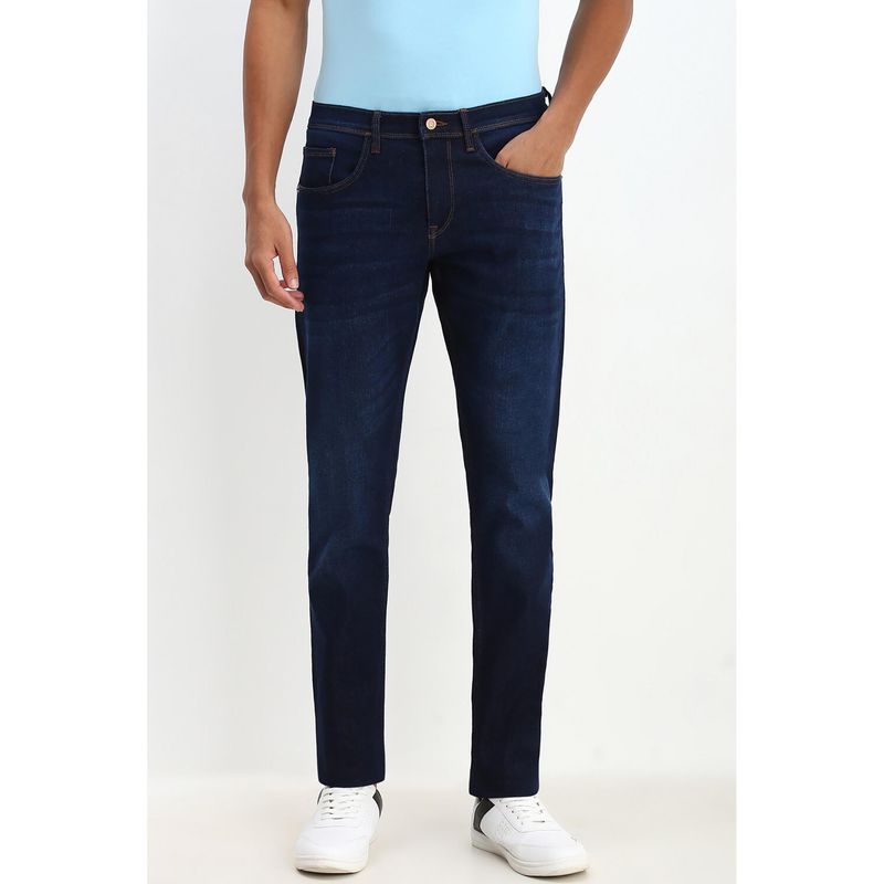 Allen Solly Men Dark Navy Blue Slim Fit Mid Waist Jeans (36)