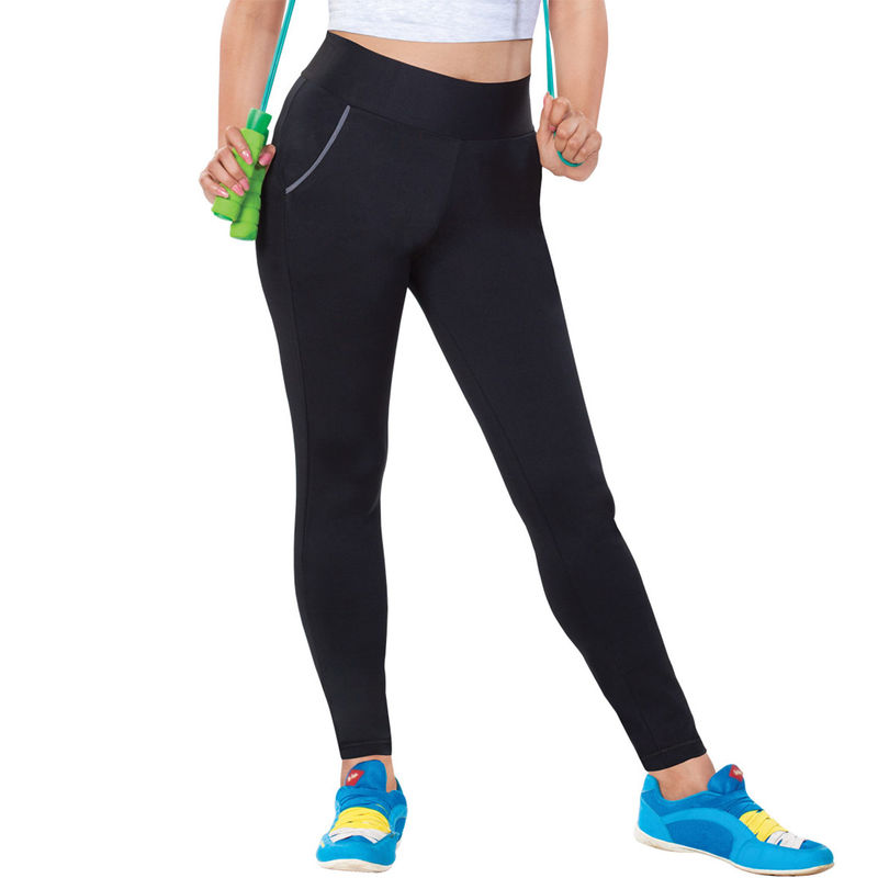 Dermawear Women's Activewear Workout Leggings With Pocket - Black (L)