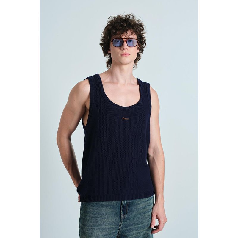 Bonkers Corner Navy Blue Knit Tank For Men (XS)