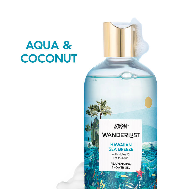 Wanderlust Hawaiian Sea Breeze Fresh Perfume Body Wash with Coconut for Hydrated Skin