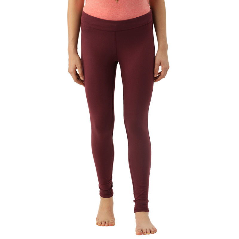 Enamor E070 Women's Slim Fit Cotton Yoga Legging - Maroon (XL) - E070