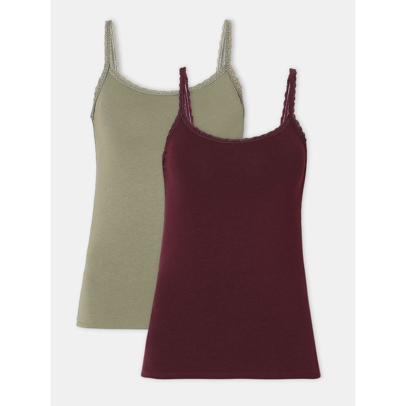 Vero Moda Intimates Maroon & Green Camisoles (Pack of 2) (L)