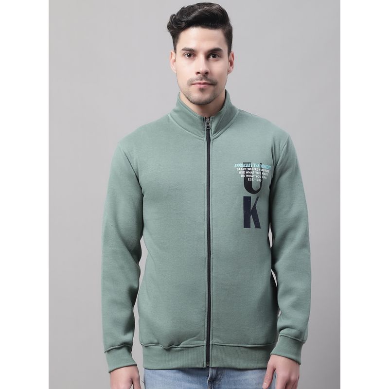 Cantabil Printed Green Sweatshirt For Men (L)