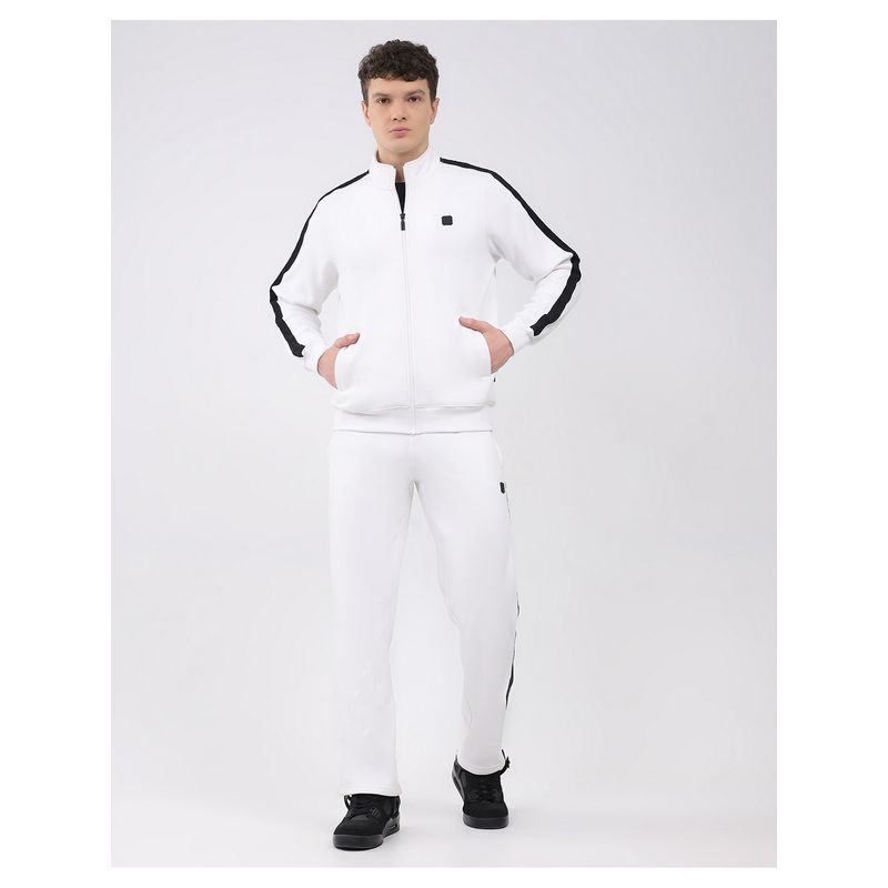 Rock.it Men's White Full Sleeve Sweatshirt with Track Pant (L)