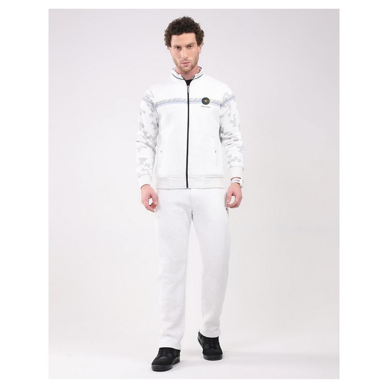 Monte Carlo Men's Off White Full Sleeve Sweatshirt with Track Pant (M)