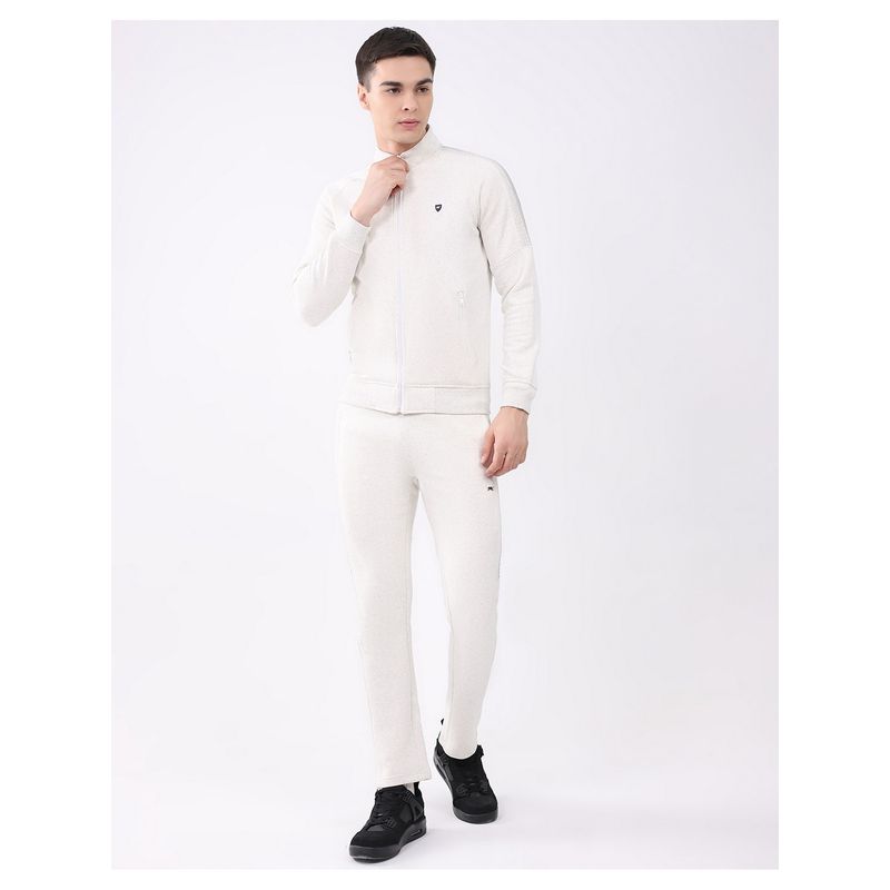 Monte Carlo Men's Off White Full Sleeve Sweatshirt with Track Pant (L)