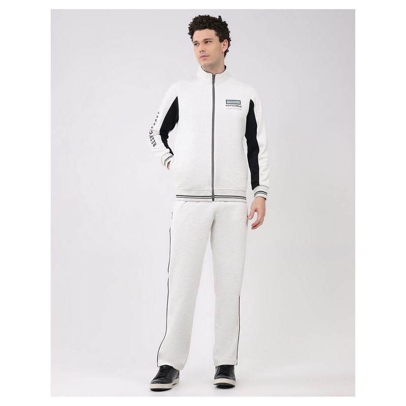 Monte Carlo Men's White Full Sleeve Jacket with Track Pant (2XL)