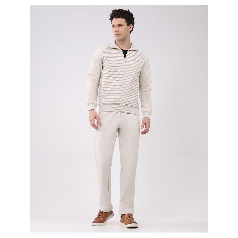 Monte Carlo Men's Full Sleeve Cream Jacket with Track Pant (M)