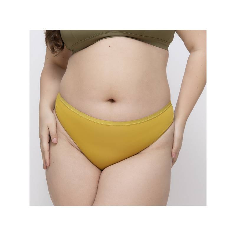 MIEZ Mustard Soft Mid Rise Mesh Bikini Panty (XS)