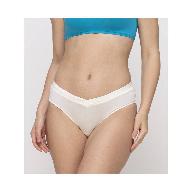 MIEZ White Mid Rise V-Front Tencel Bikini Panty (XS)