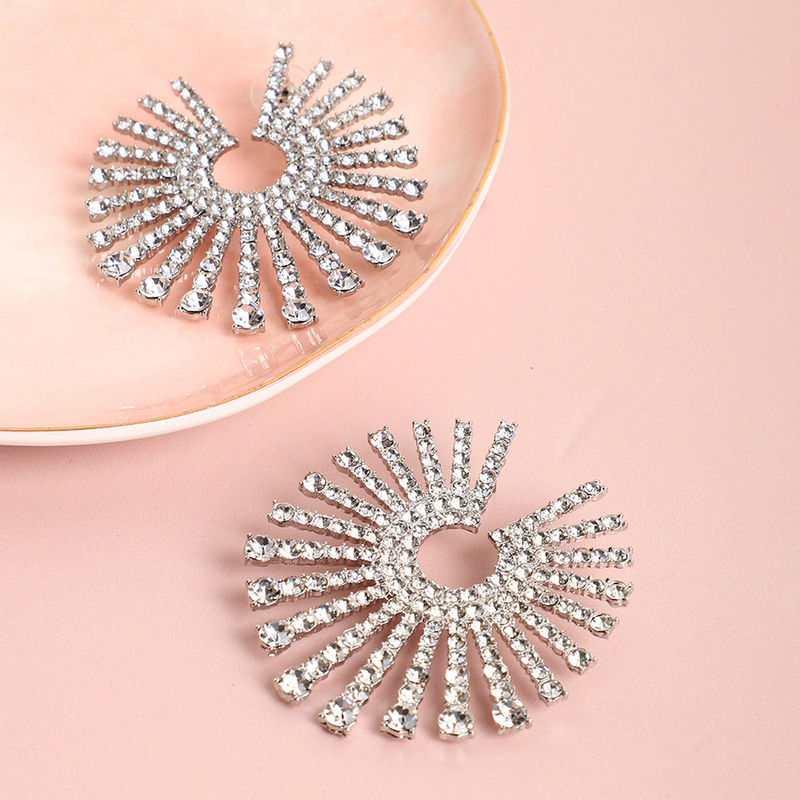 Rhinestone silver earrings best sale