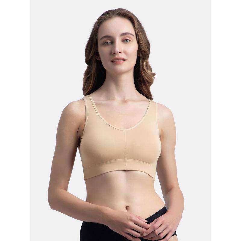 Jockey 1870 Wirefree Padded Tencel Micro Modal Elastane Lounge Bra - Skin (L)