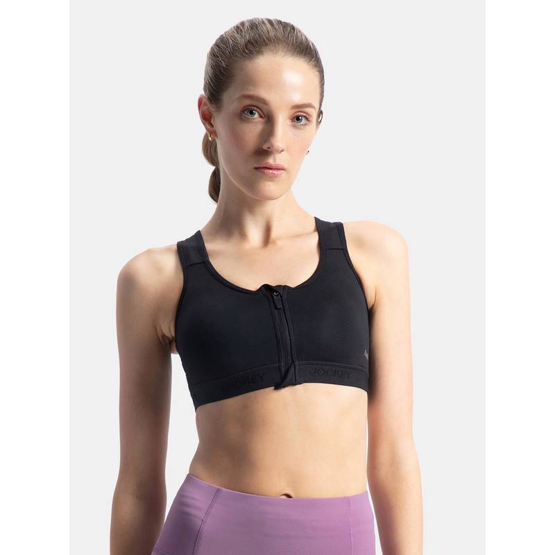 Jockey MI10 Wirefree Microfiber Elastane Full Coverage Active Bra - Black (S)