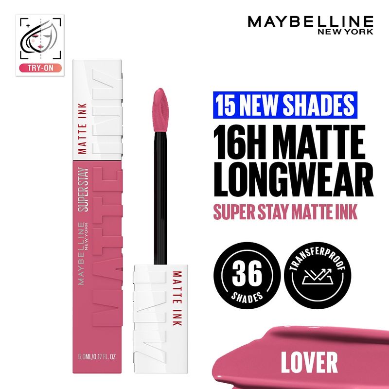 Maybelline New York Super Stay Matte Ink Liquid Lipstick, Lasts Up to 16 Hours - 15 Lover